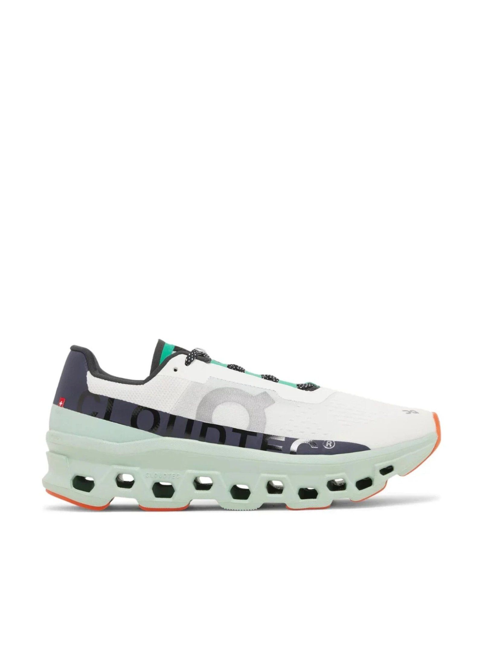 On Cloudmonster (Undyed White / Creek)